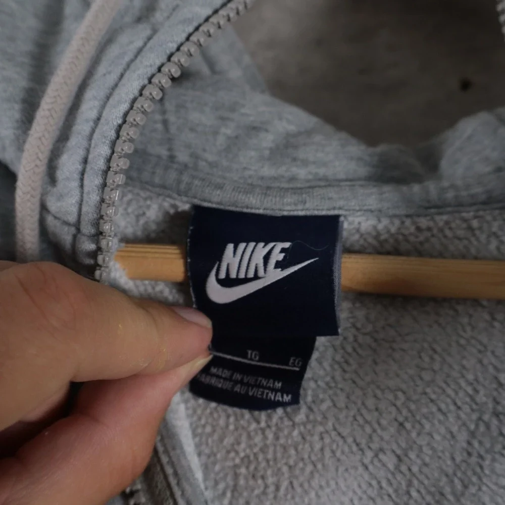 y2k nike zip up hoodie heather grey swoosh mens xl